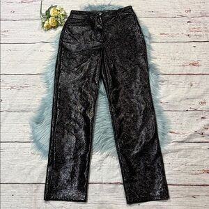 Aritzia Wilfred Patent Faux Leather Black Melina Straight Leg Pant